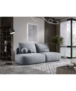 Sofa BLOOM Kanapa z funkcja spania i pojemnikiem w tkaninie CLOUD 82 kolor POPIELATY