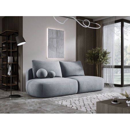 Sofa BLOOM Kanapa z funkcja spania i pojemnikiem w tkaninie CLOUD 82 kolor POPIELATY