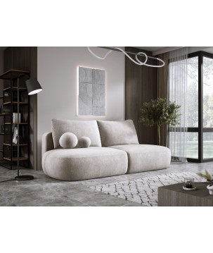 Sofa BLOOM Kanapa z funkcja spania i pojemnikiem w tkaninie APHRODITE 04 kolor JASNO SZARY