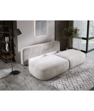 Sofa BLOOM Kanapa z funkcja spania i pojemnikiem w tkaninie APHRODITE 04 kolor JASNO SZARY