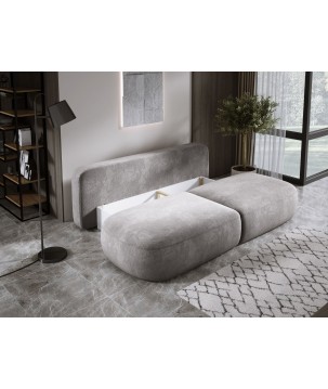 Sofa BLOOM Kanapa z funkcja spania i pojemnikiem w tkaninie APHRODITE 07 kolor SZARY