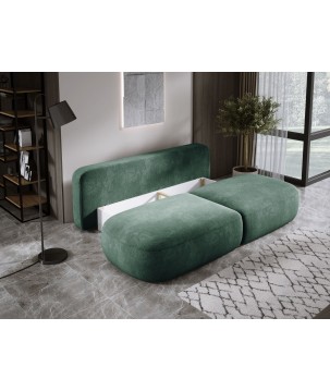 Sofa BLOOM Kanapa z funkcja spania i pojemnikiem w tkaninie APHRODITE 13 kolor ZIELONY