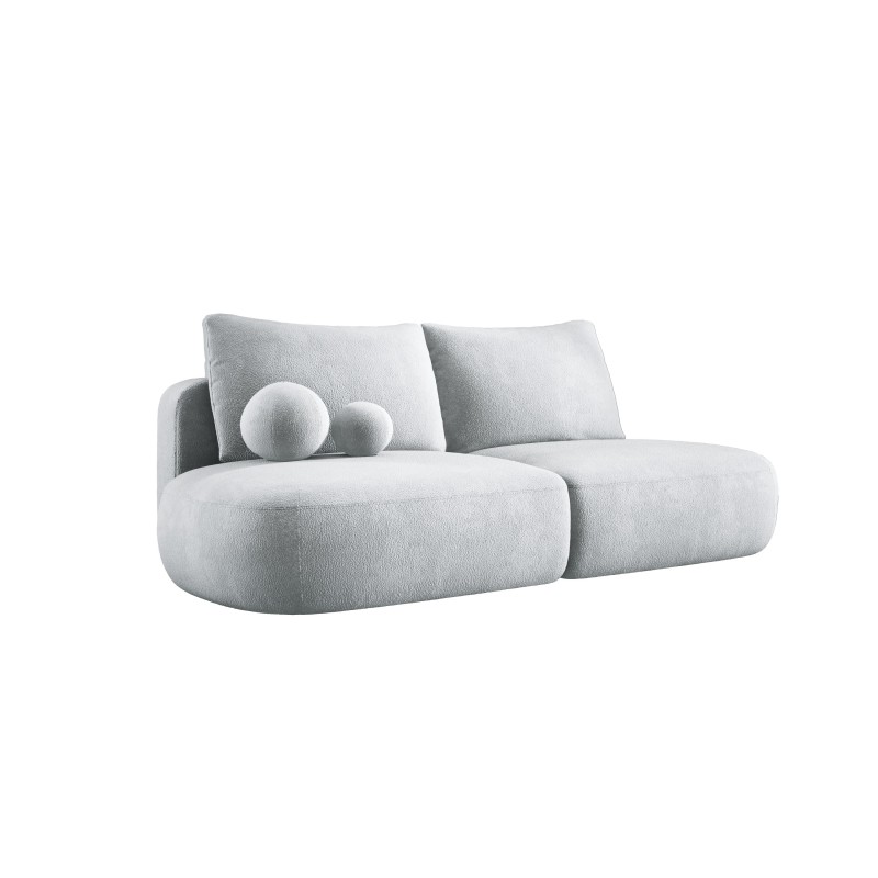 Sofa BLOOM Kanapa z funkcja spania i pojemnikiem w tkaninie APHRODITE 20 kolor SREBRNY