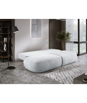 Sofa BLOOM Kanapa z funkcja spania i pojemnikiem w tkaninie APHRODITE 20 kolor SREBRNY