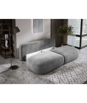 Sofa BLOOM Kanapa z funkcja spania i pojemnikiem w tkaninie APHRODITE 22 kolor POPIELATY