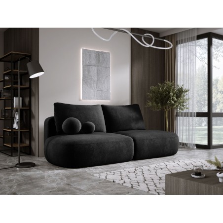 Sofa BLOOM Kanapa z funkcja spania i pojemnikiem w tkaninie APHRODITE 23 kolor CZARNY