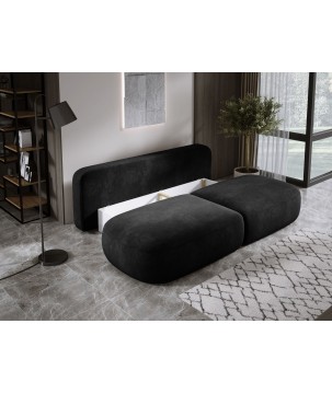 Sofa BLOOM Kanapa z funkcja spania i pojemnikiem w tkaninie APHRODITE 23 kolor CZARNY
