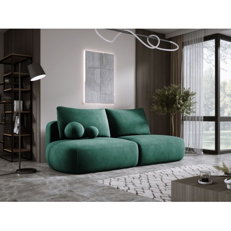 Sofa BLOOM Kanapa z funkcja spania i pojemnikiem w tkaninie CLOUD 39 kolor ZIELONY