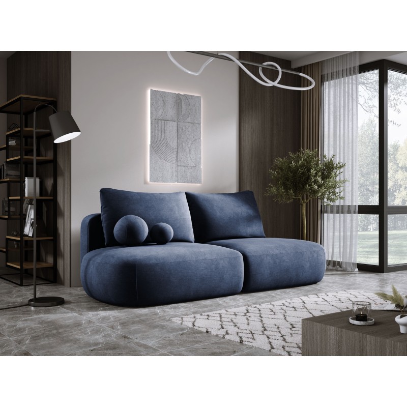 Sofa BLOOM Kanapa z funkcja spania i pojemnikiem w tkaninie CLOUD 79 kolor NIEBIESKI