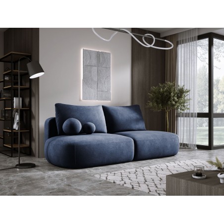 Sofa BLOOM Kanapa z funkcja spania i pojemnikiem w tkaninie CLOUD 79 kolor NIEBIESKI
