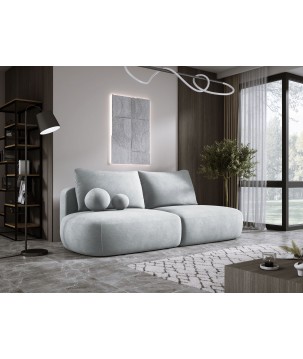 Sofa BLOOM Kanapa z funkcja spania i pojemnikiem w tkaninie CLOUD 81 kolor SREBRNY