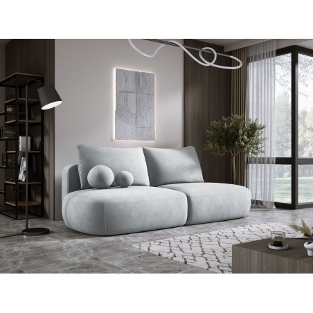 Sofa BLOOM Kanapa z funkcja spania i pojemnikiem w tkaninie CLOUD 81 kolor SREBRNY