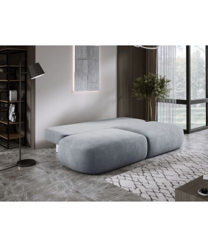 Sofa BLOOM Kanapa z funkcja spania i pojemnikiem w tkaninie CLOUD 82 kolor POPIELATY
