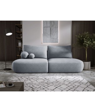 Sofa BLOOM Kanapa z funkcja spania i pojemnikiem w tkaninie CLOUD 82 kolor POPIELATY