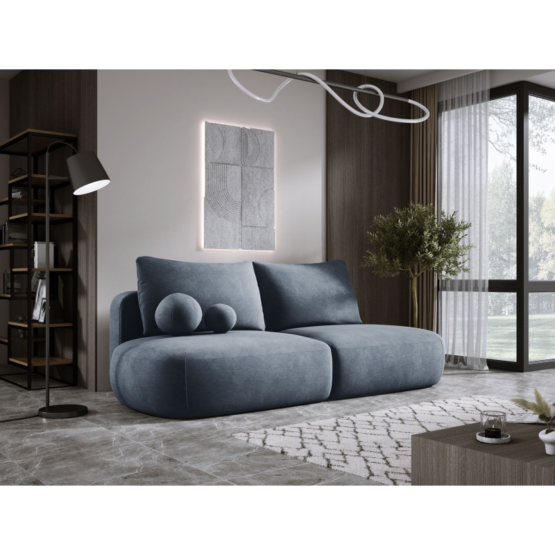 Sofa BLOOM Kanapa z funkcja spania i pojemnikiem w tkaninie CLOUD 97 kolor CIEMNY SZARY