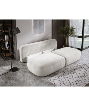 Sofa BLOOM Kanapa z funkcja spania i pojemnikiem w tkaninie APHRODITE 01 kolor BEŻOWY