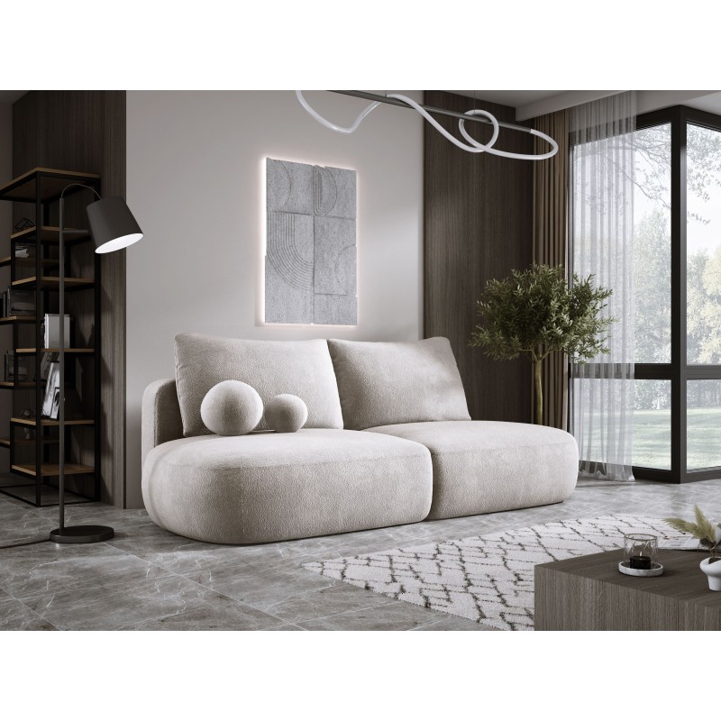 Sofa BLOOM Kanapa z funkcja spania i pojemnikiem w tkaninie APHRODITE 04 kolor JASNO SZARY