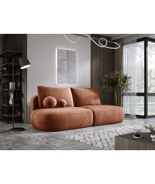 Sofa BLOOM Kanapa z funkcja spania i pojemnikiem w tkaninie APHRODITE 09 kolor MIEDZIANY