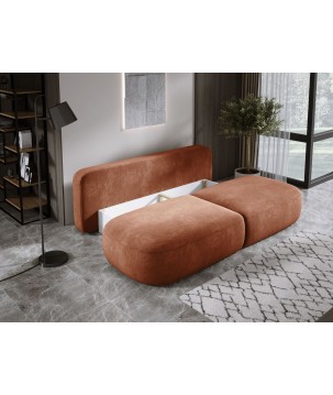 Sofa BLOOM Kanapa z funkcja spania i pojemnikiem w tkaninie APHRODITE 09 kolor MIEDZIANY