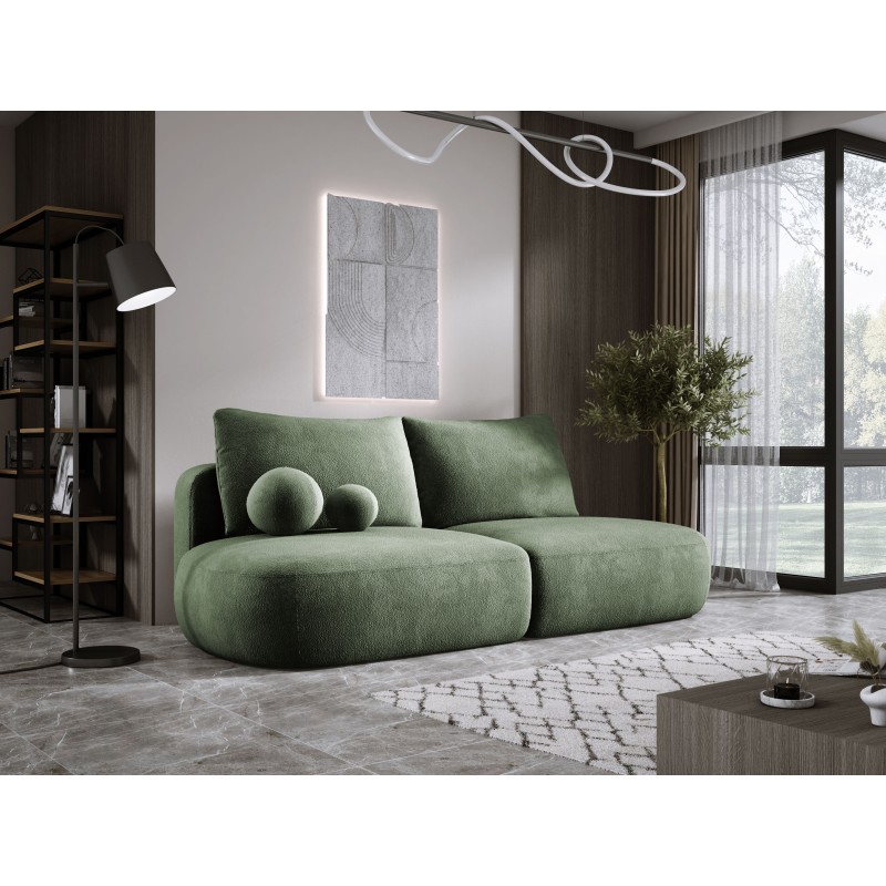 Sofa BLOOM Kanapa z funkcja spania i pojemnikiem w tkaninie APHRODITE 12 kolor JASNA ZIELEŃ