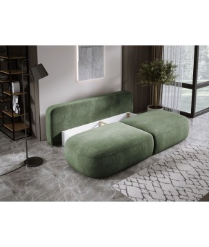 Sofa BLOOM Kanapa z funkcja spania i pojemnikiem w tkaninie APHRODITE 12 kolor JASNA ZIELEŃ