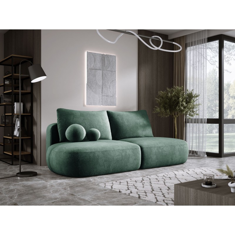 Sofa BLOOM Kanapa z funkcja spania i pojemnikiem w tkaninie APHRODITE 13 kolor ZIELONY