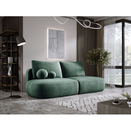 Sofa BLOOM Kanapa z funkcja spania i pojemnikiem w tkaninie APHRODITE 13 kolor ZIELONY