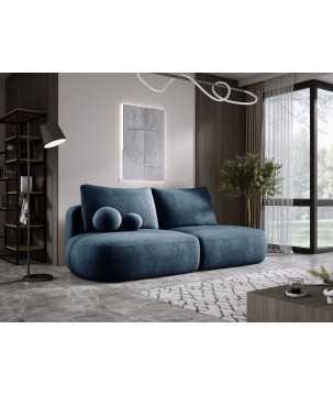Sofa BLOOM Kanapa z funkcja spania i pojemnikiem w tkaninie APHRODITE 15 kolor NIEBIESKI