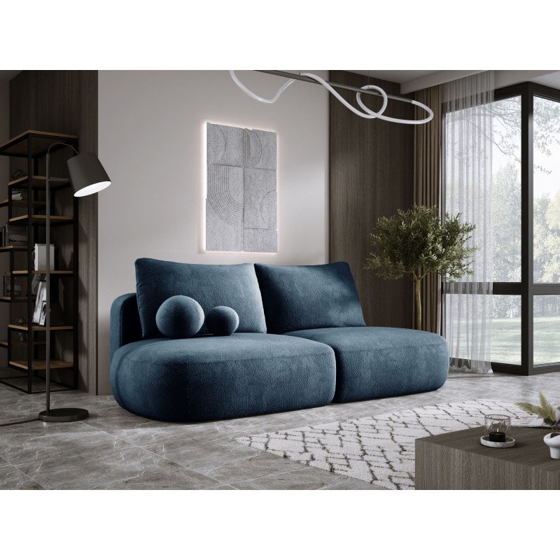 Sofa BLOOM Kanapa z funkcja spania i pojemnikiem w tkaninie APHRODITE 15 kolor NIEBIESKI