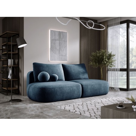 Sofa BLOOM Kanapa z funkcja spania i pojemnikiem w tkaninie APHRODITE 15 kolor NIEBIESKI