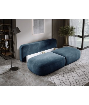 Sofa BLOOM Kanapa z funkcja spania i pojemnikiem w tkaninie APHRODITE 15 kolor NIEBIESKI