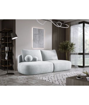 Sofa BLOOM Kanapa z funkcja spania i pojemnikiem w tkaninie APHRODITE 20 kolor SREBRNY