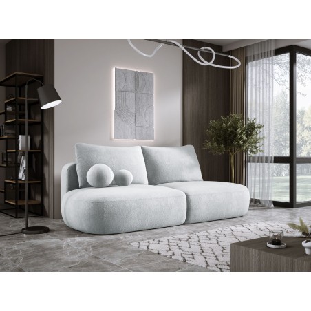 Sofa BLOOM Kanapa z funkcja spania i pojemnikiem w tkaninie APHRODITE 20 kolor SREBRNY