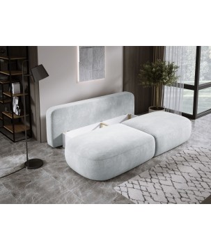 Sofa BLOOM Kanapa z funkcja spania i pojemnikiem w tkaninie APHRODITE 20 kolor SREBRNY