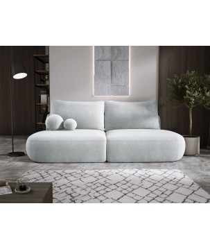 Sofa BLOOM Kanapa z funkcja spania i pojemnikiem w tkaninie APHRODITE 20 kolor SREBRNY