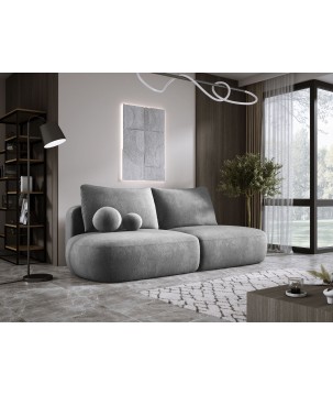 Sofa BLOOM Kanapa z funkcja spania i pojemnikiem w tkaninie APHRODITE 22 kolor POPIELATY