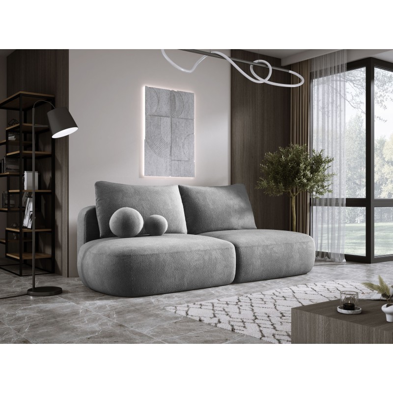 Sofa BLOOM Kanapa z funkcja spania i pojemnikiem w tkaninie APHRODITE 22 kolor POPIELATY