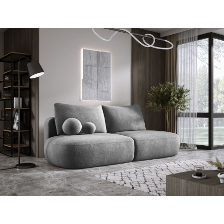 Sofa BLOOM Kanapa z funkcja spania i pojemnikiem w tkaninie APHRODITE 22 kolor POPIELATY