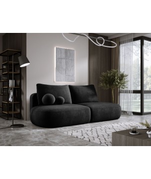 Sofa BLOOM Kanapa z funkcja spania i pojemnikiem w tkaninie APHRODITE 23 kolor CZARNY