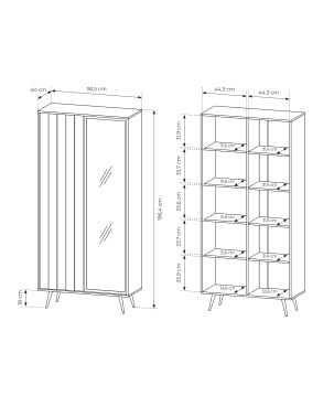 Witryna ALMARO wysoka 2D z oświetleniem LED DĄB DUNIN