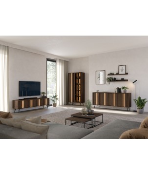 Witryna ALMARO wysoka 2D z oświetleniem LED DĄB DUNIN