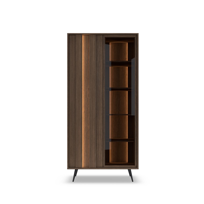 Witryna ALMARO wysoka 2D z oświetleniem LED DĄB DUNIN