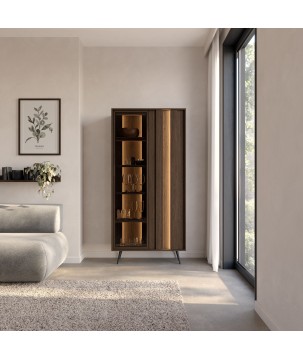 Witryna ALMARO wysoka 2D z oświetleniem LED DĄB DUNIN