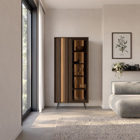 Witryna ALMARO wysoka 2D z oświetleniem LED DĄB DUNIN