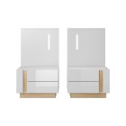 RACO Stolik Nocny Biały z Szufladami i z Oświetleniem LED