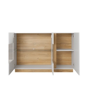 RACO Witryna 138 Biała Komoda Przeszklona z Oświetleniem LED