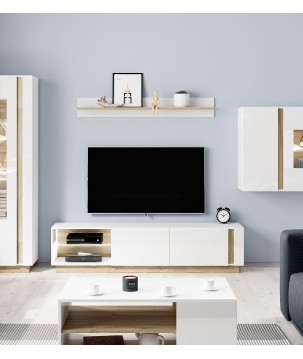 RACO Szafka RTV 187 Biała Duża RTV z Oświetleniem LED