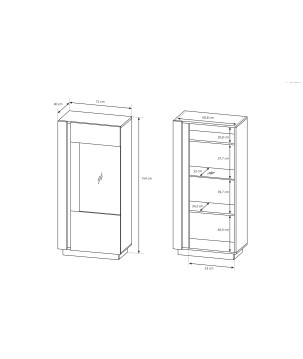 RACO Witryna Niska 72 Biała Przeszklona z Oświetleniem LED
