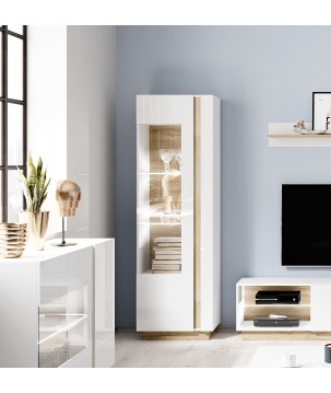 RACO Witryna Wysoka 60 Biała Wąska z Oświetleniem LED