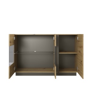 RACO Witryna 138 Dąb Artisan Komoda z Oświetleniem LED